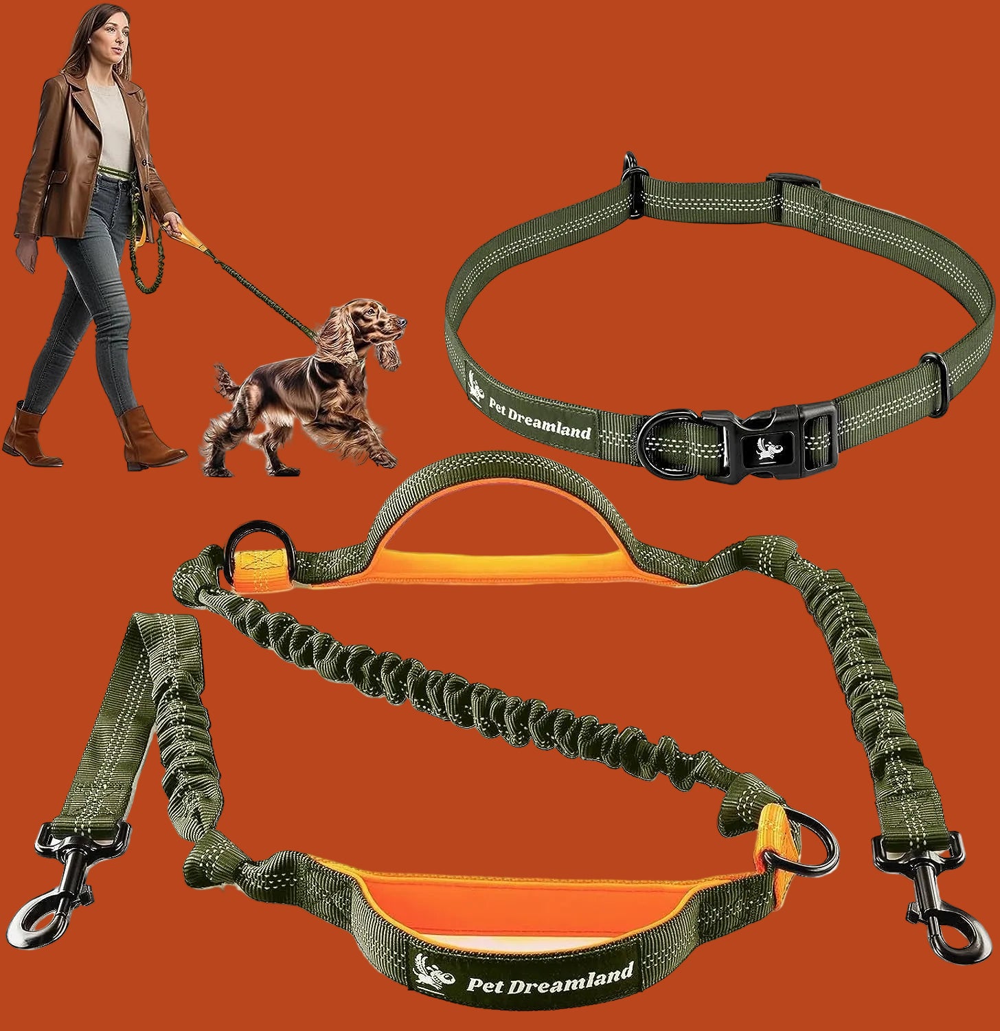 Exquisite Handsfree Dog Leash for Large Dogs. Ultimate Comfort & Freedom for Walking and Hiking. Premium Quality, Durable & Versatile Waist Belt. Your Dog Will Love This Running Leash.