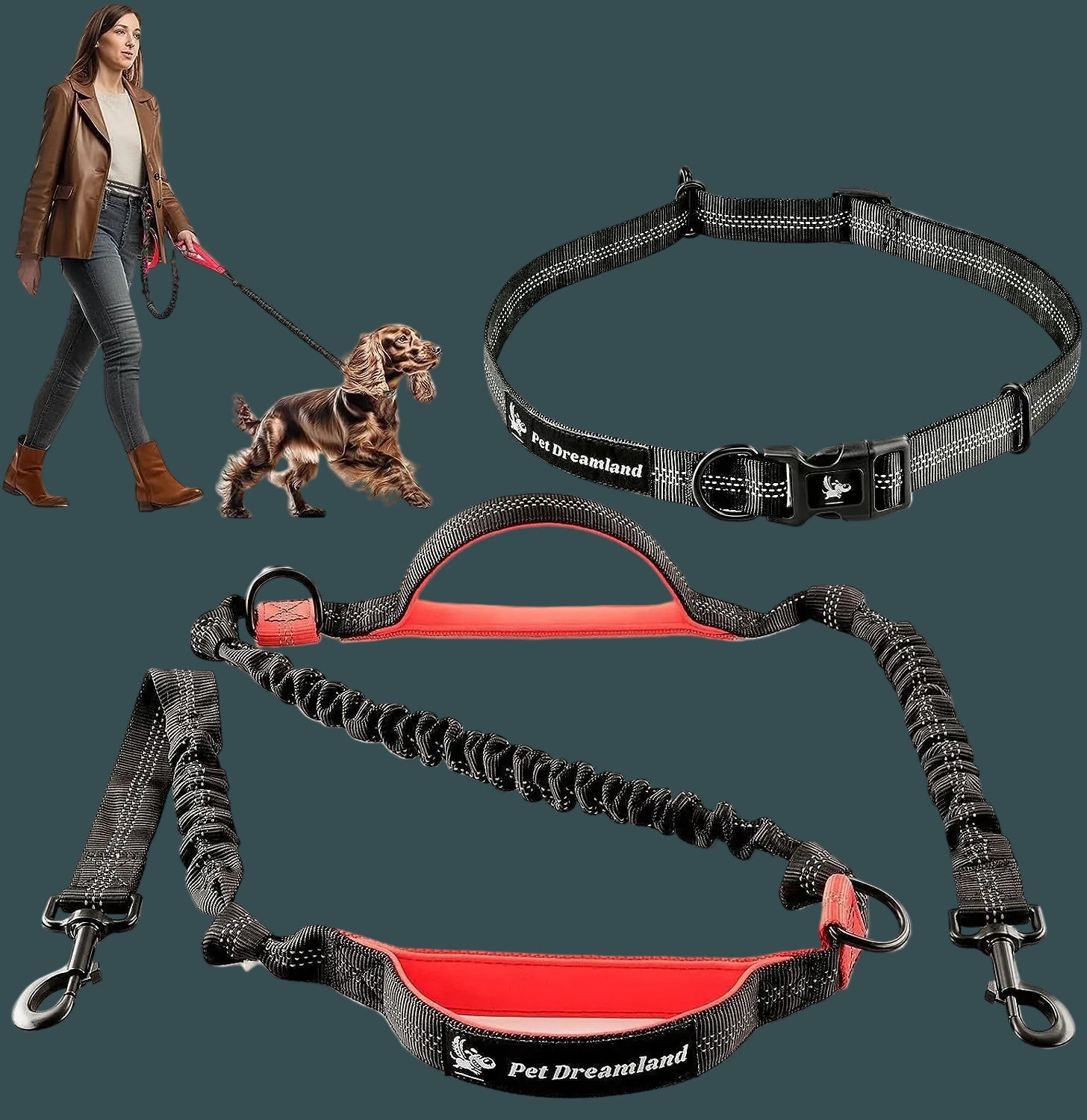 Exquisite Handsfree Dog Leash for Large Dogs. Ultimate Comfort & Freedom for Walking and Hiking. Premium Quality, Durable & Versatile Waist Belt. Your Dog Will Love This Running Leash.