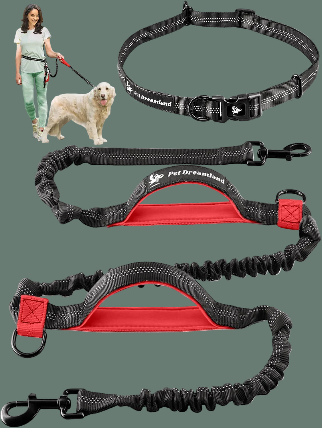 Exquisite Handsfree Dog Leash for Large Dogs. Ultimate Comfort & Freedom for Walking and Hiking. Premium Quality, Durable & Versatile Waist Belt. Your Dog Will Love This Running Leash.