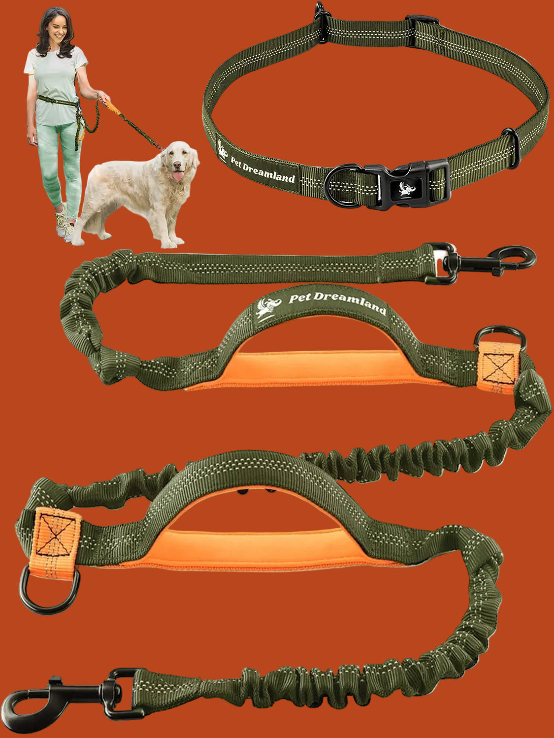 Exquisite Handsfree Dog Leash for Large Dogs. Ultimate Comfort & Freedom for Walking and Hiking. Premium Quality, Durable & Versatile Waist Belt. Your Dog Will Love This Running Leash.