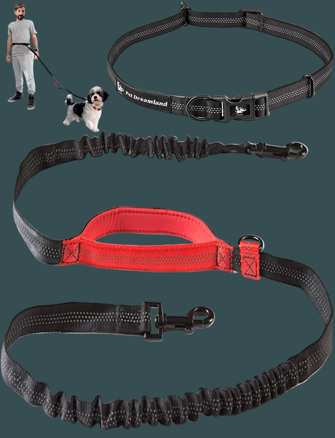 Exquisite Handsfree Dog Leash for Large Dogs. Ultimate Comfort & Freedom for Walking and Hiking. Premium Quality, Durable & Versatile Waist Belt. Your Dog Will Love This Running Leash.