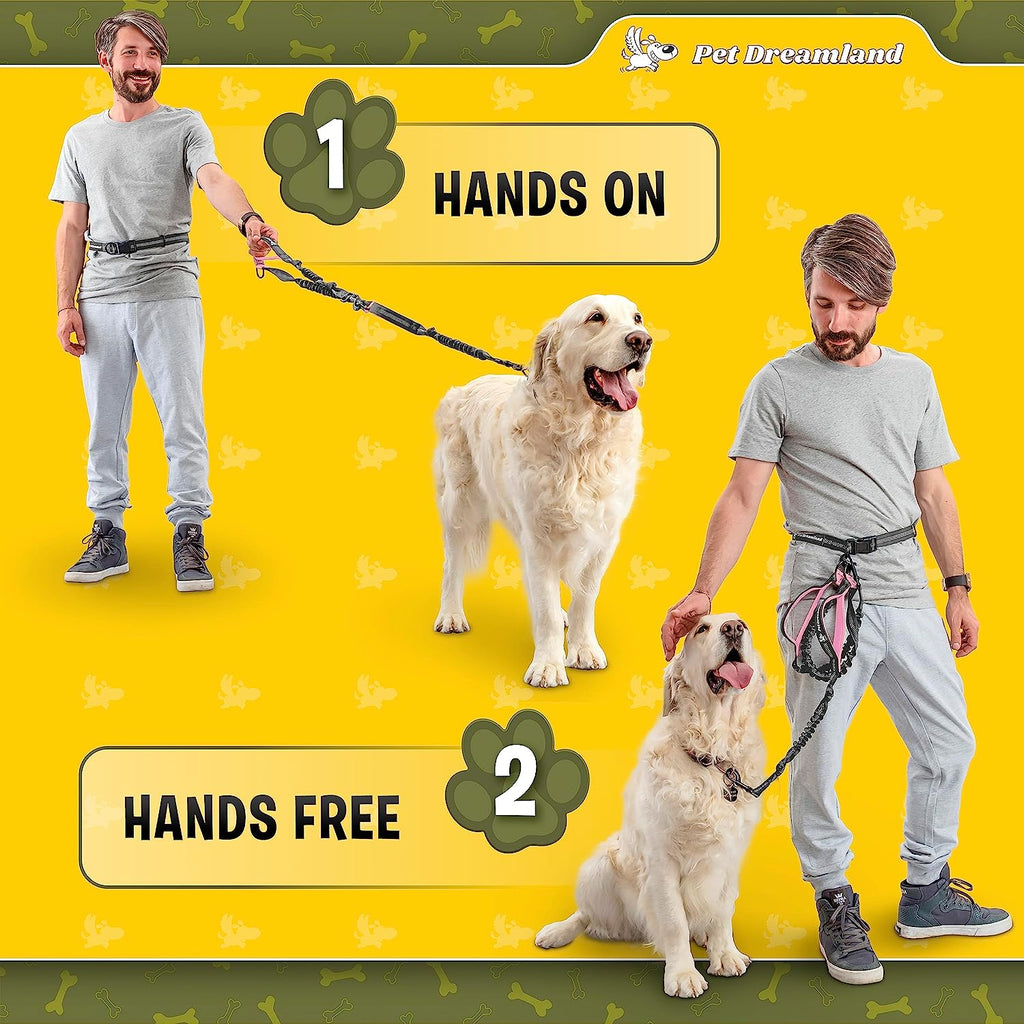 Exquisite Handsfree Dog Leash for Large Dogs. Ultimate Comfort & Freedom for Walking and Hiking. Premium Quality, Durable & Versatile Waist Belt. Your Dog Will Love This Running Leash.
