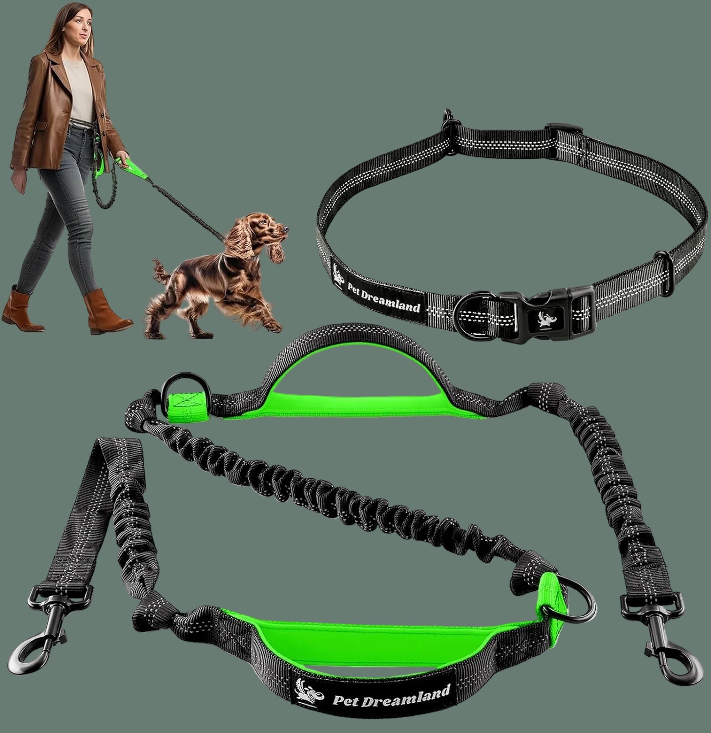 Exquisite Handsfree Dog Leash for Large Dogs. Ultimate Comfort & Freedom for Walking and Hiking. Premium Quality, Durable & Versatile Waist Belt. Your Dog Will Love This Running Leash.