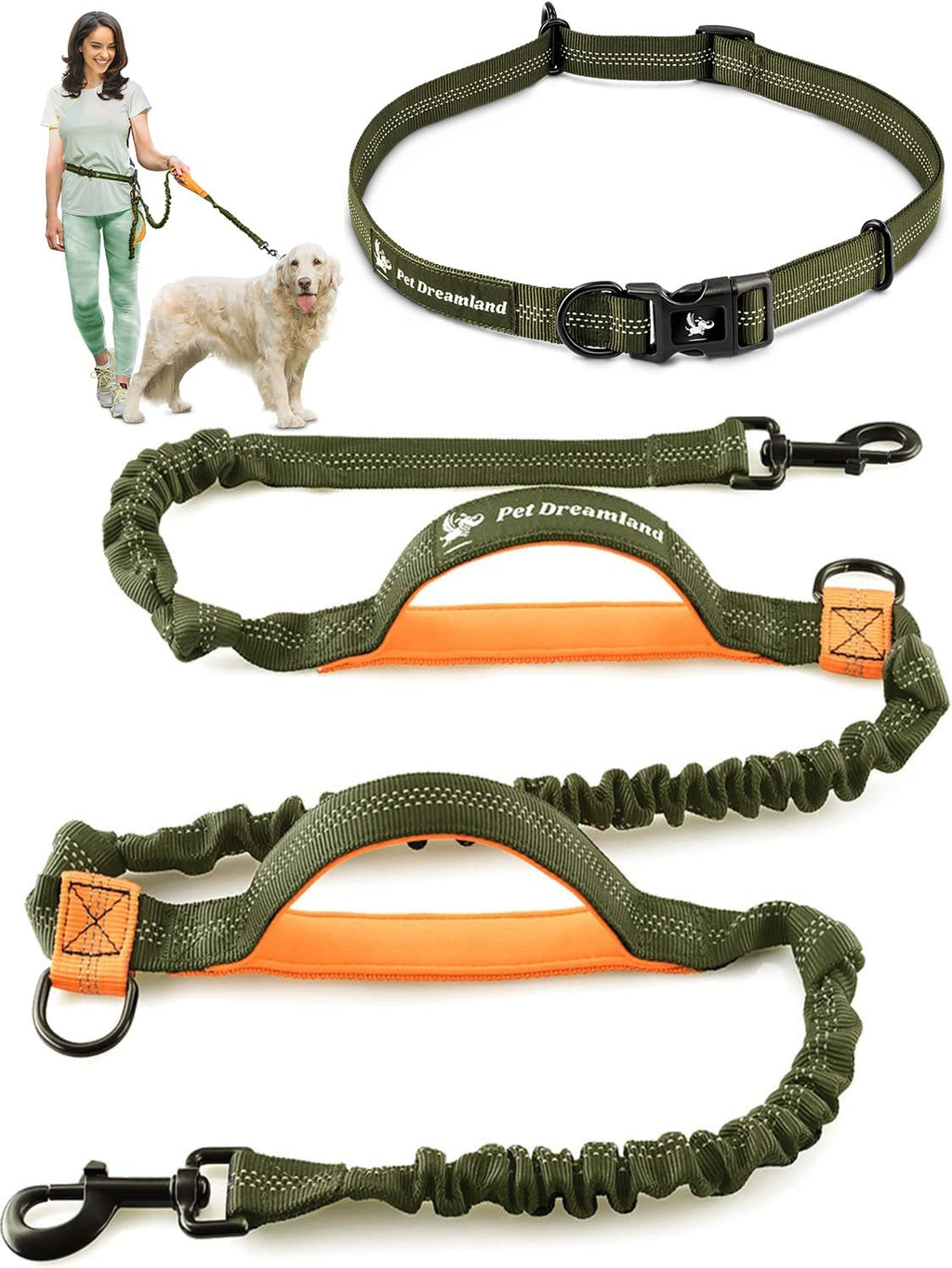 Exquisite Hands Free Leash for Large Dogs. Ultimate Comfort & Freedom for Running, Walking and Hiking. Premium Quality, Durable & Versatile Dog Walking Belt. Your Dog Will Love It.