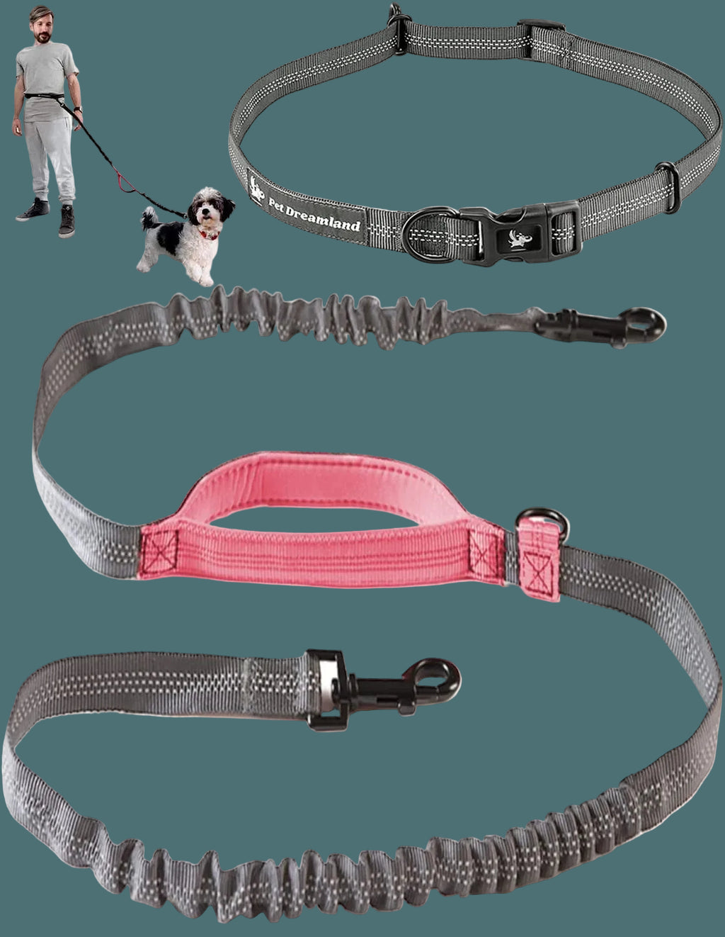 Exquisite Handsfree Dog Leash for Large Dogs. Ultimate Comfort & Freedom for Walking and Hiking. Premium Quality, Durable & Versatile Waist Belt. Your Dog Will Love This Running Leash.